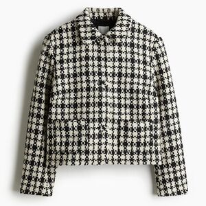 H&M Jacquard Weave Houndstooth Tweed Jacket